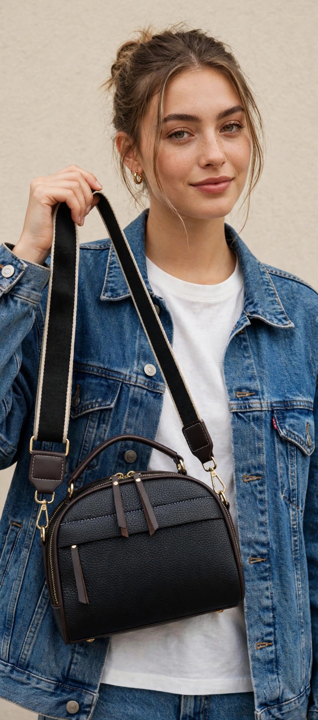 Women's Small Dome Crossbody Bag - Soft PU Leather Satchel Bag 22x10x18cm
