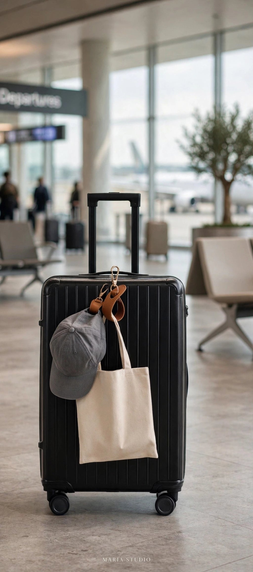 Travel Hat Clip Holder

Never lose your hat again! Securely clip your hat, cap, mask or gloves to any bag, backpack or suitcase.

- Material: Premium Faux Leather + Metal Clasp
- Windproof double-layer design
- Fits: Bags, backpacks.