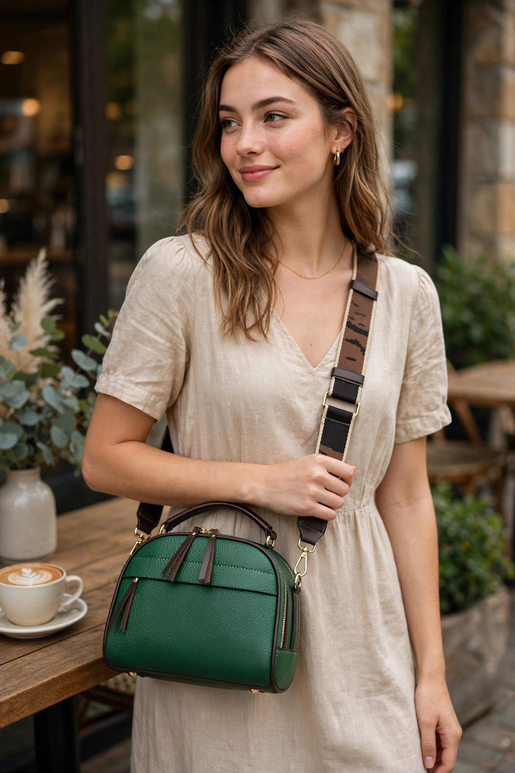 Women's Small Dome Crossbody Bag - Soft PU Leather Satchel Bag 22x10x18cm