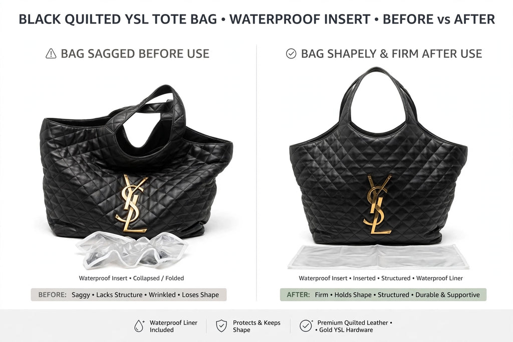 Bag for reference only. Selling insert only. Not affiliated with the referenced brand.
Compatible with Saint Laurent ICARE Maxi Shopping Bag
Size: 30x13x17cm - True snug fit