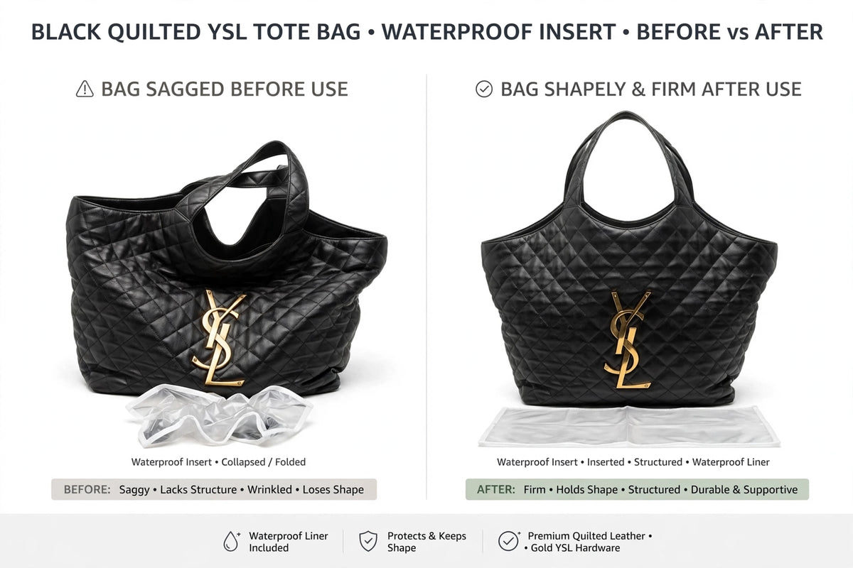 Bag for reference only. Selling insert only. Not affiliated with the referenced brand.
Compatible with Saint Laurent ICARE Maxi Shopping Bag
Size: 30x13x17cm - True snug fit