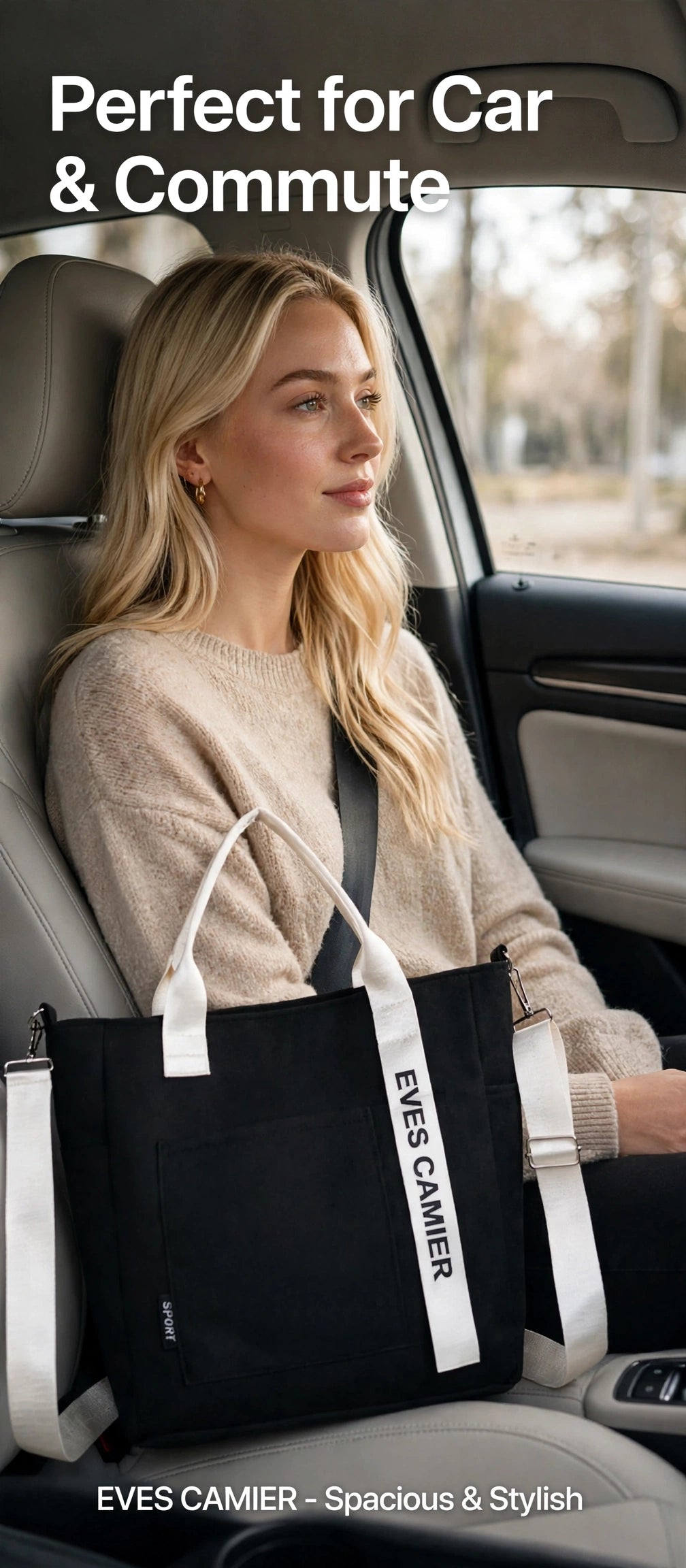 Perfect for Car & Commute
EVES CAMIER - Spacious & Stylish
Size: 27.5x27.5x11cm - Fits everything for commute
Water Resistant Nylon - Ideal for car, university, work